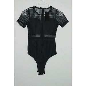 Black Embroidered Bodysuit